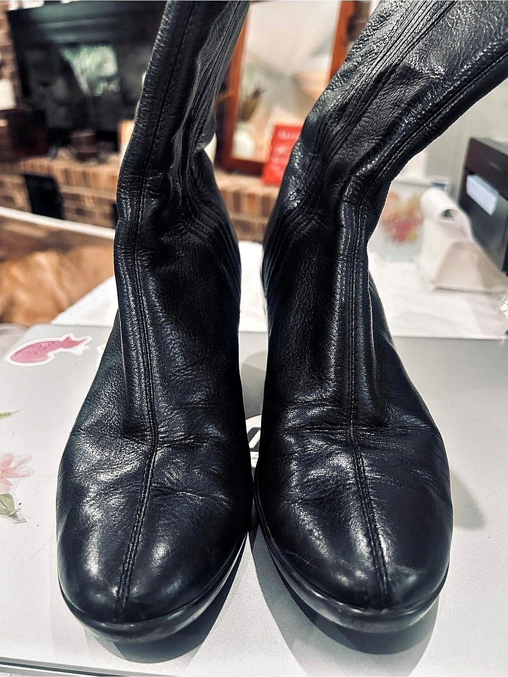 Vintage Cole Haan Black Wedge Heel Boots 90’s Mob-Wife 6.5